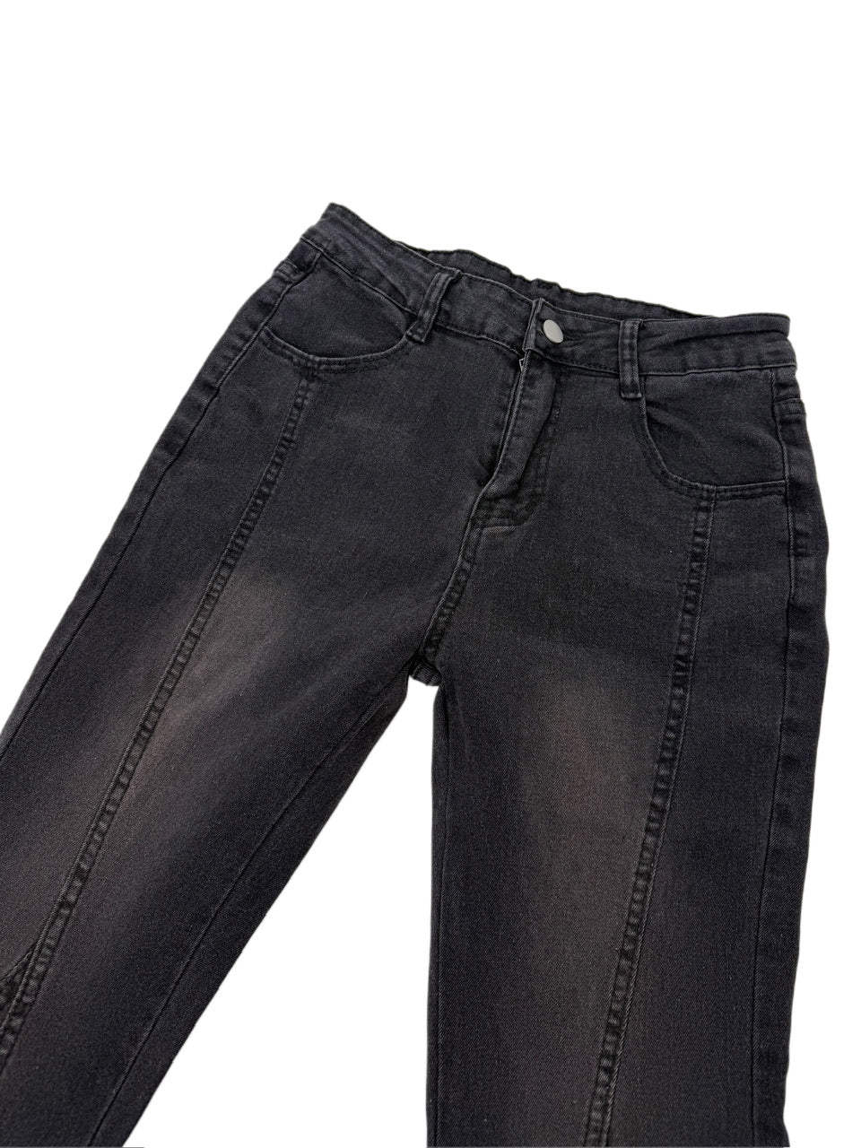 国際配送【Nerd out XU】check frill hem flare denim pants / 【ナードアウトエックスユー】チェックフリルヘムフレアデニムパンツ