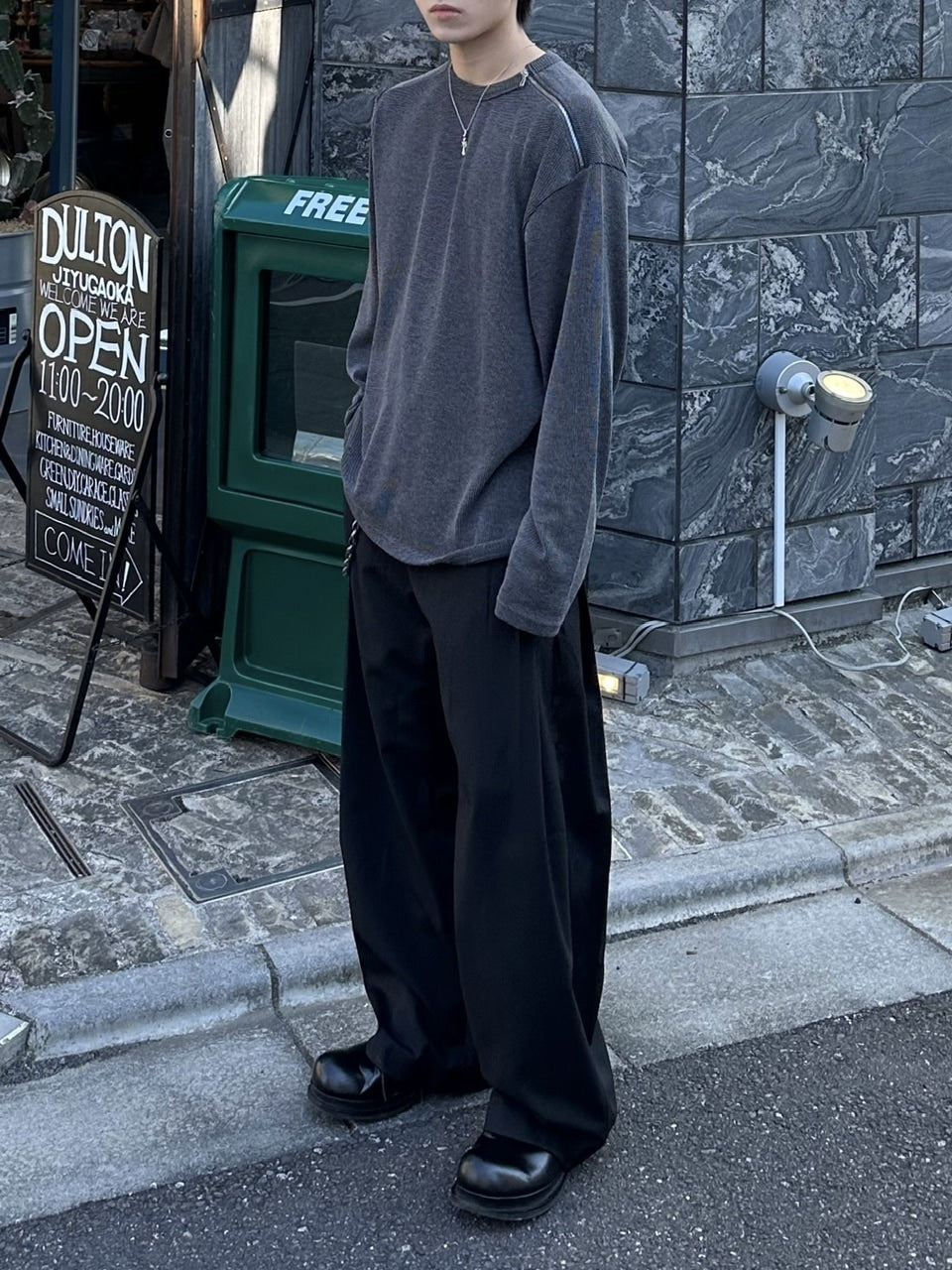 大阪店WEB限定【Chikashitsu +】shoulder zip long sleeve (2color)