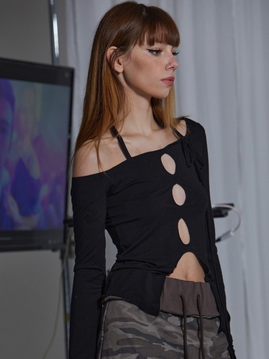 【GATELESS】POINT HOLE ONE SHOULDER T-SHIRT