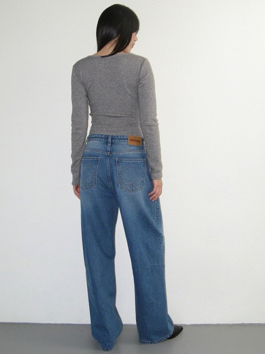 【CRANK】STUD WIDE JEANS