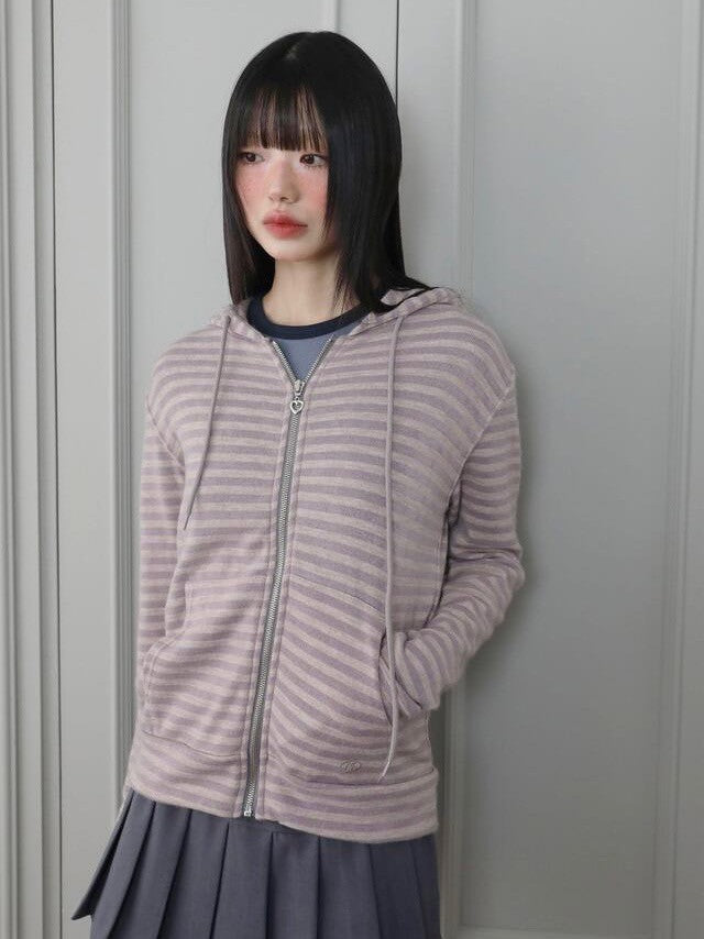 【Uglyshadow】US STRIPED HOOD ZIP UP