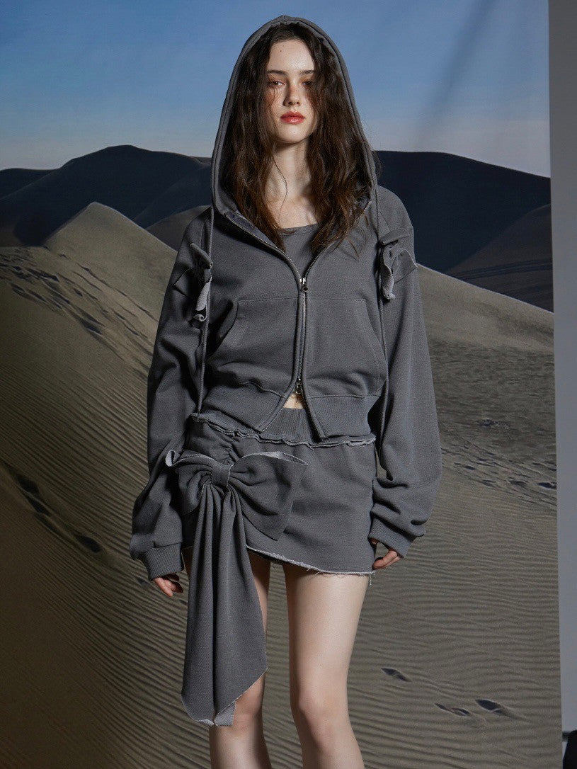 【GATELESS】RIBBON POP ZIPUP HOODIE