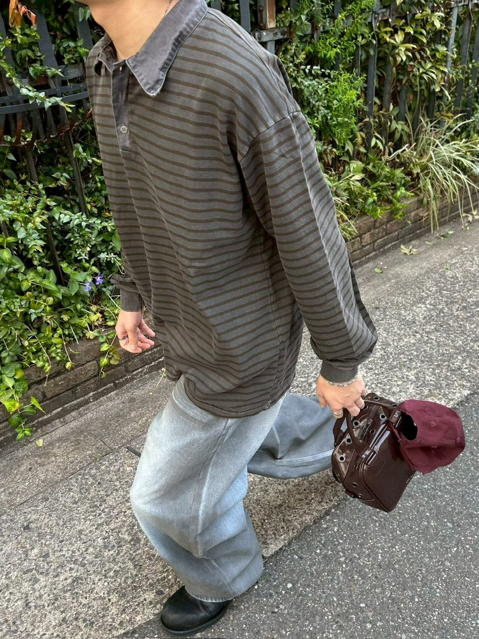 受注制【youll】pigment border polo long tee (2color)