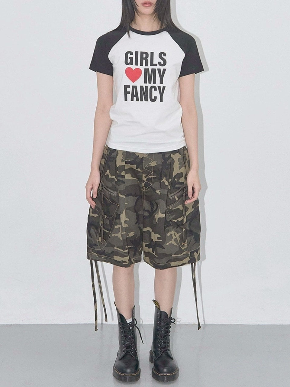 【FANCY CLUB】GIRLS MY FANCY TEE / 【ファンシークラブ】ラグランロゴ半袖Tシャツ