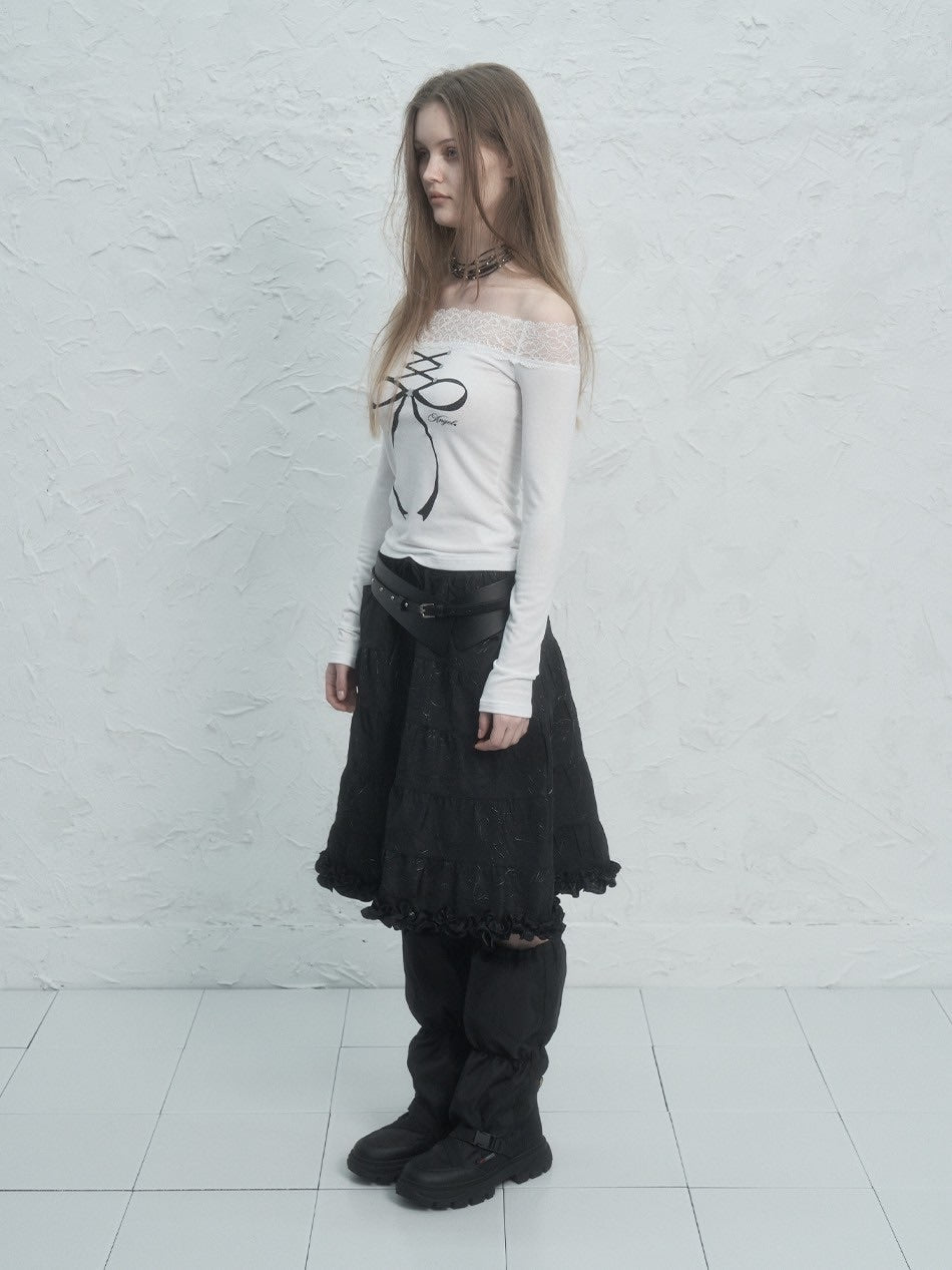 【SETUP‐EXE】LACE OFF- SHOULDER TOP