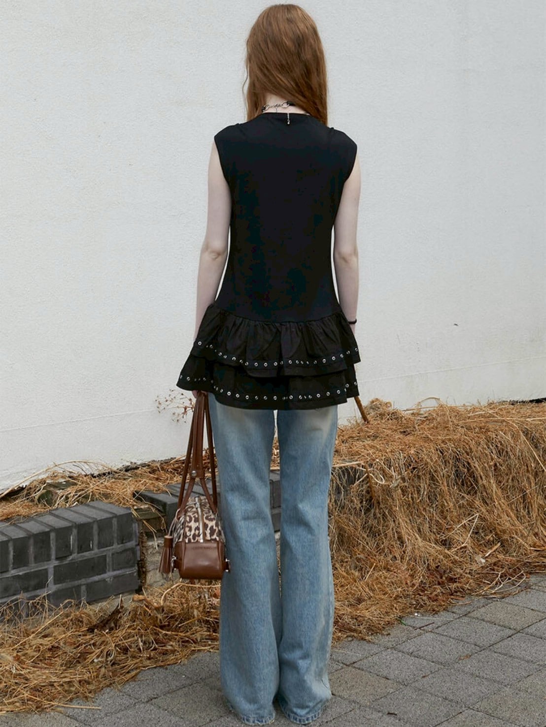 【NOT KNOWING】Eyelet Sleeveless Tee OPS