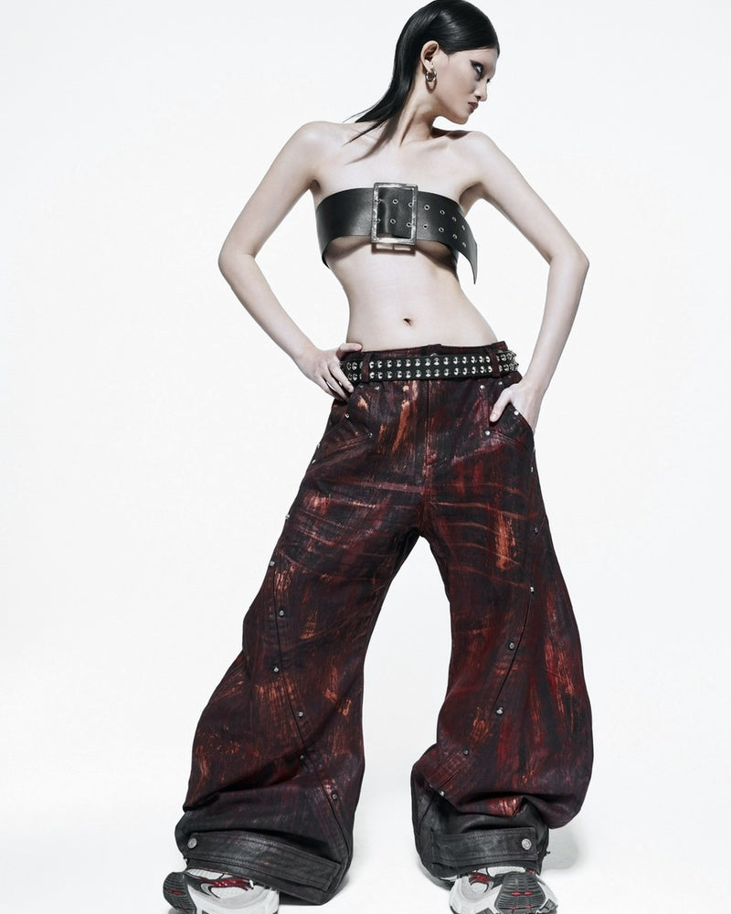1/2 20:00再販【RICH】Blood Waxed S-Wide Pants