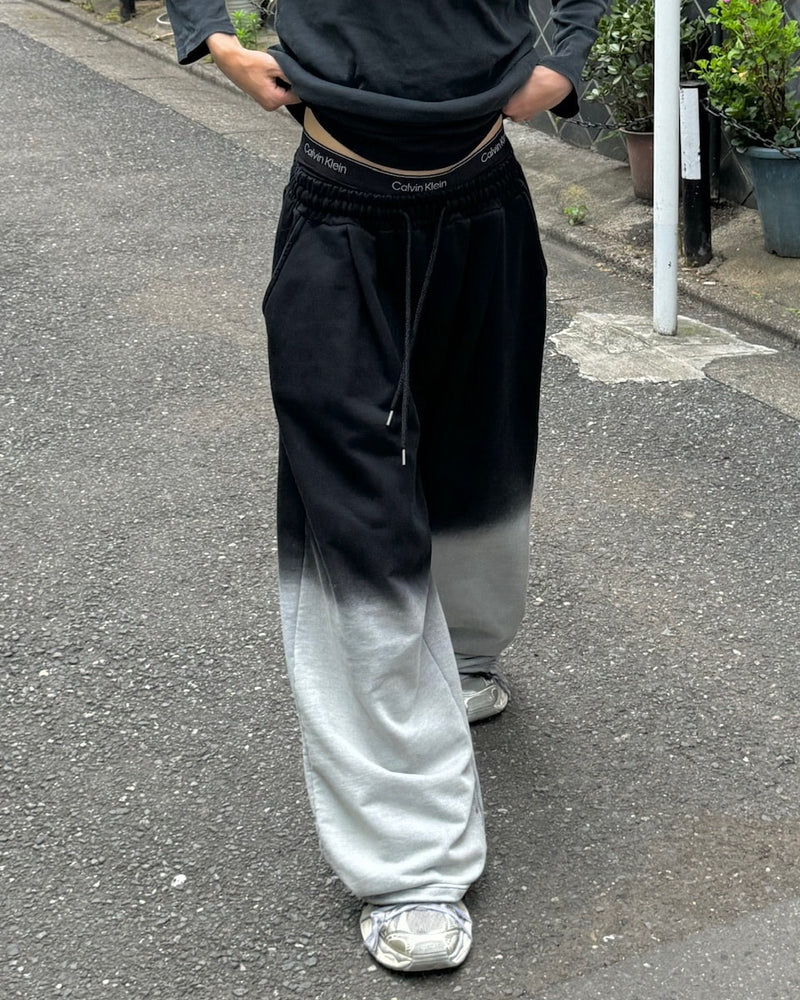 受注制【Chikashitsu +】gradation drawstring sweat pants / 【チカシツプラス】グラデーションドローコードスウェットパンツ