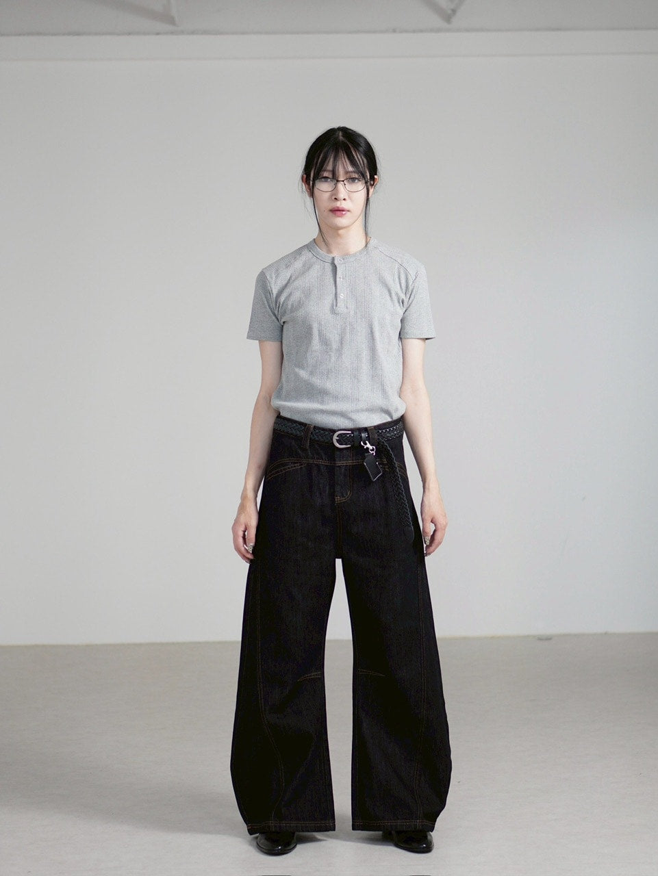 【Chikashitsu +】henry neck half sleeve tee (3color) / 【チカシツプラス】ヘンリーネック半袖Tシャツ