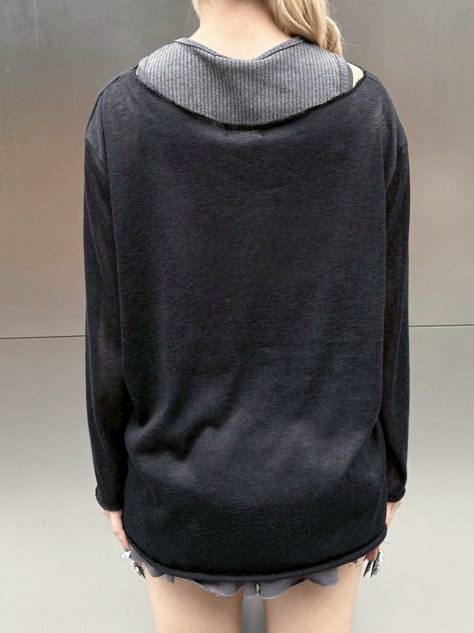 受注制【nmtc +】see through lettering long sleeve (3color) / 【エヌエムティーシープラス】シースルーレタリングプリント長袖Tシャツ