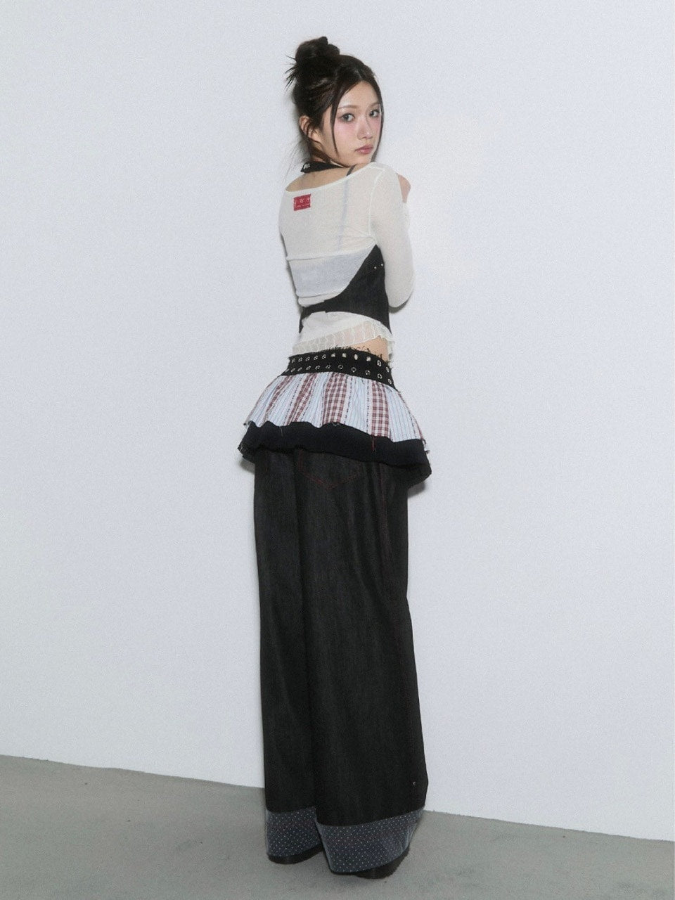 【CHERRYQUIRI】sheer layered unbal sleeve / 【チェリーキュリー】シアーレイヤードアンバランス長袖トップス