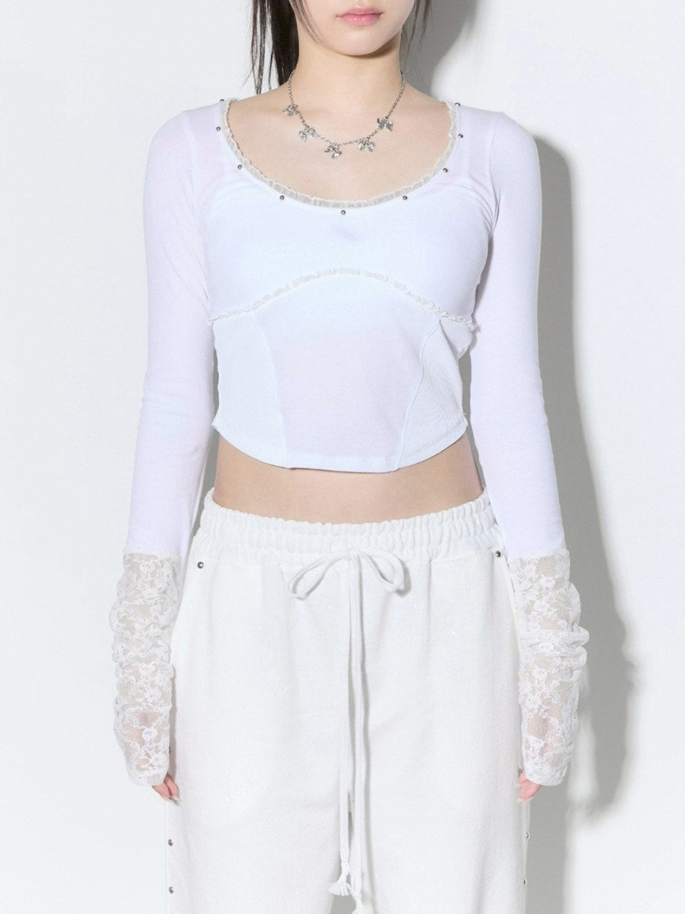 【CHERRYQUIRI】corset stud long sleeve
