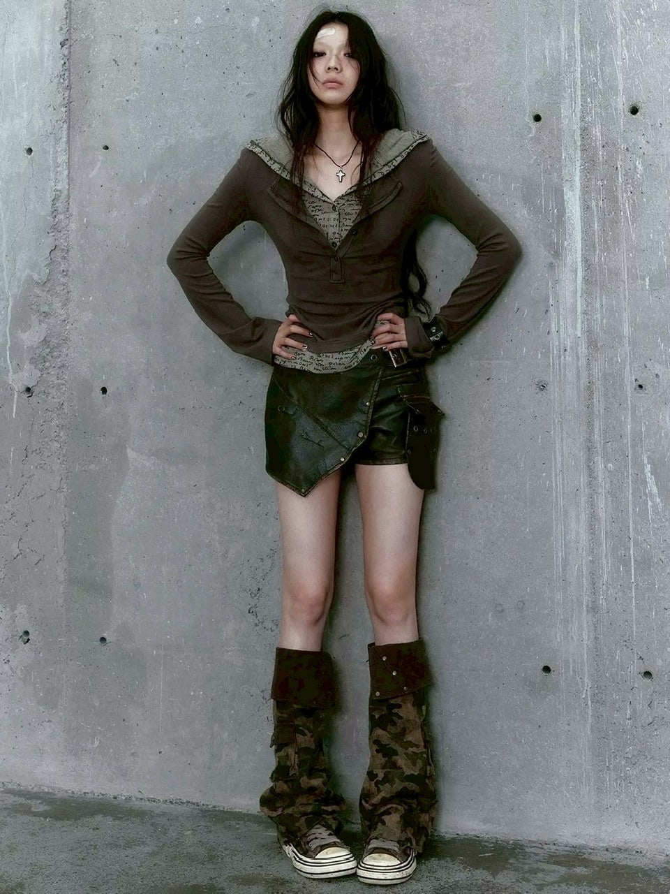 【Cest Nous】Two-in-One Hoodie / 【セヌー】レイヤードフード付き長袖トップス