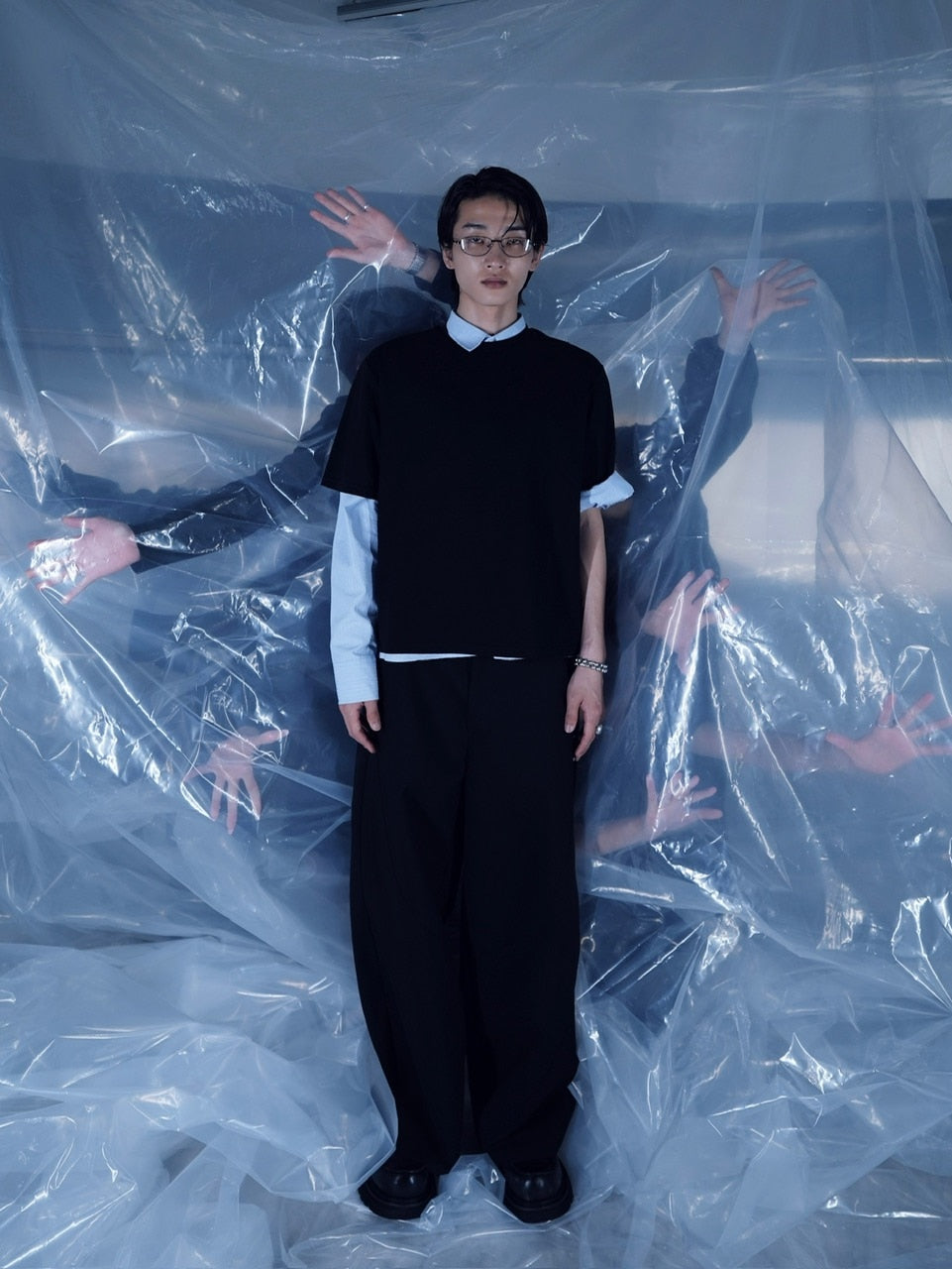 【CS】SEAM DESIGN DRAPE WIDE PANTS