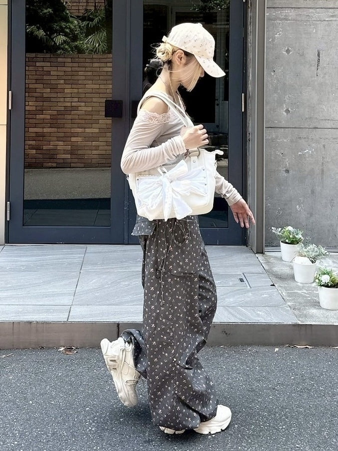 受注制【nmtc +】flower wide layered pants (3color)