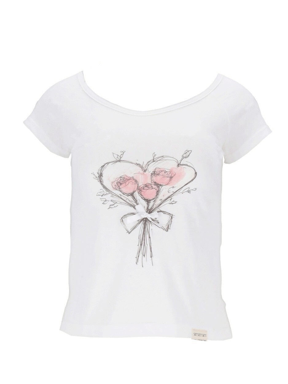 【SETSETSET】ROSE HEART T SHIRTS