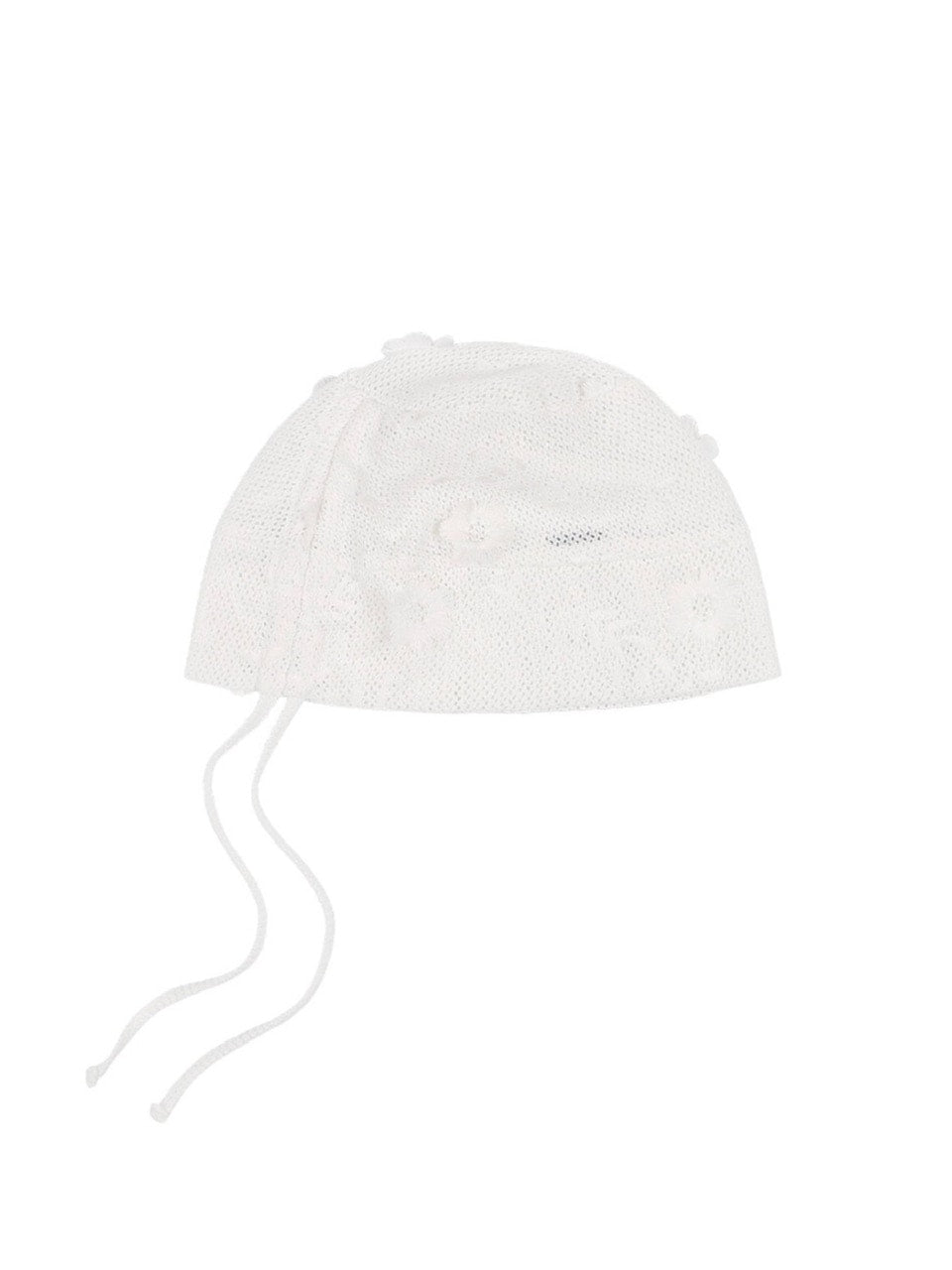【FANCY CLUB】Lace Ribbon Shirring Beanie / 【ファンシークラブ】レースリボンシャーリングニット帽子