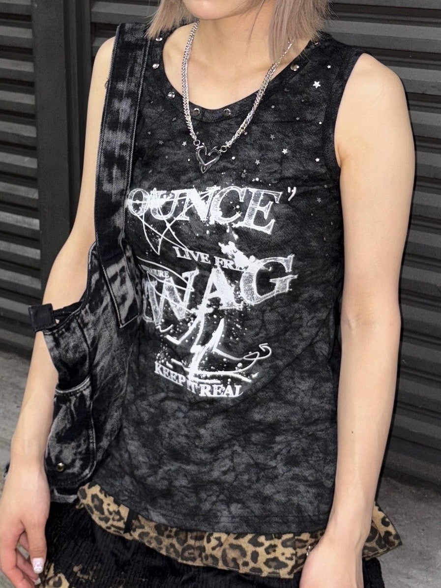 受注制【Never mind the XU】tie-dye paint studs sleeveless (2color) / 【ネバーマインドザエックスユー】タイダイペイントスタッズタンクトップ