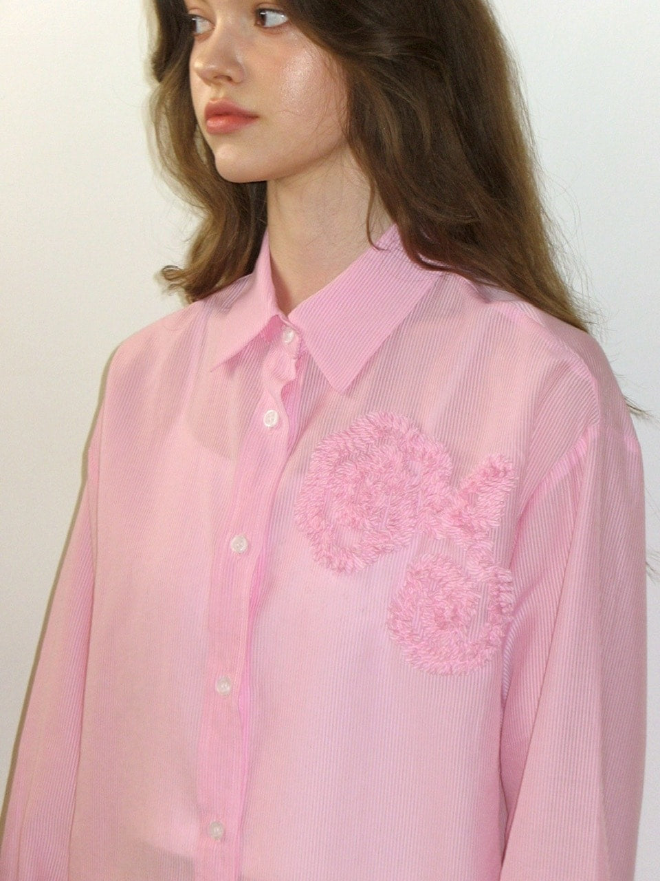 【CRANK】FLOWER STRIPED SHEER SHIRT / 【クランク】フラワーストライプボーダーシアー長袖シャツ