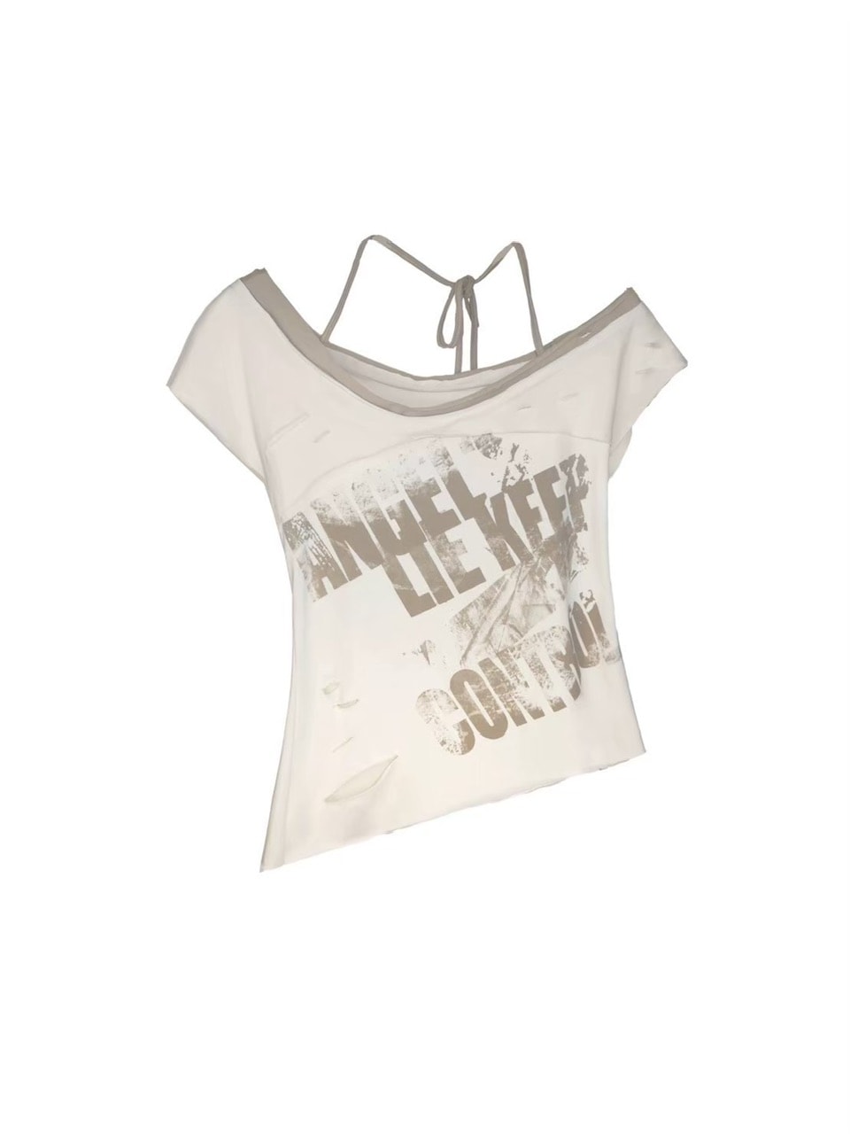 【Cest Nous】Distressed Lace-up Top