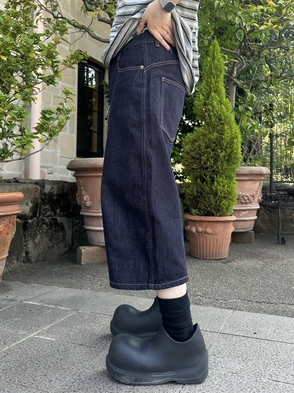 受注制【youll】curve selvedge bermuda denim pants