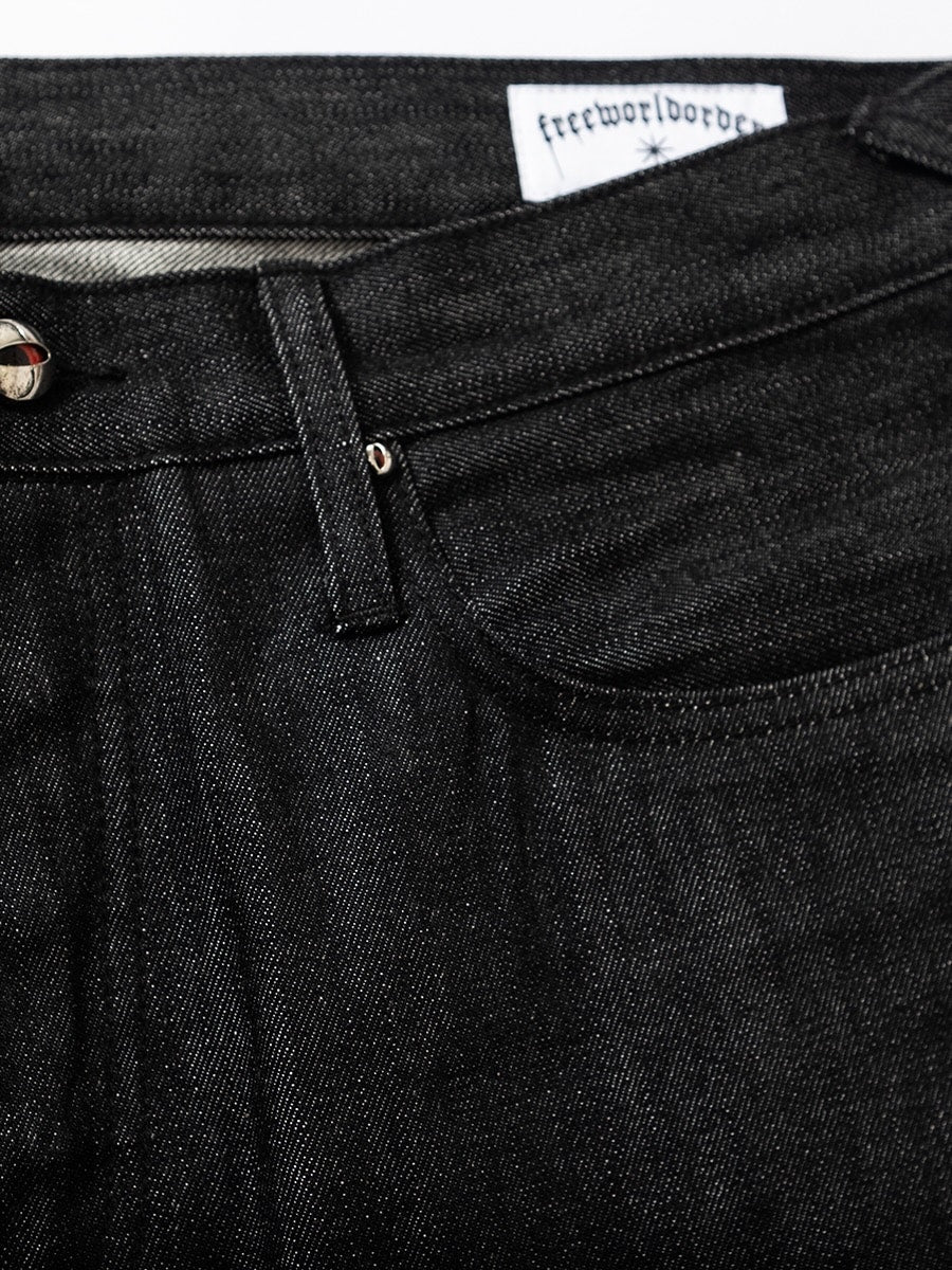 【F.V.V.O】RED SELVEDGE EMBROIDERED RAW DENIM JEANS