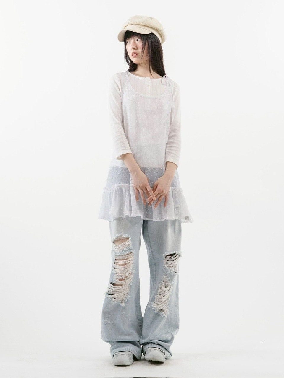 【TUOMIO】FRILL LAYERED DOT DRESS / 【トゥオミオ】フリルレイヤードドットワンピース