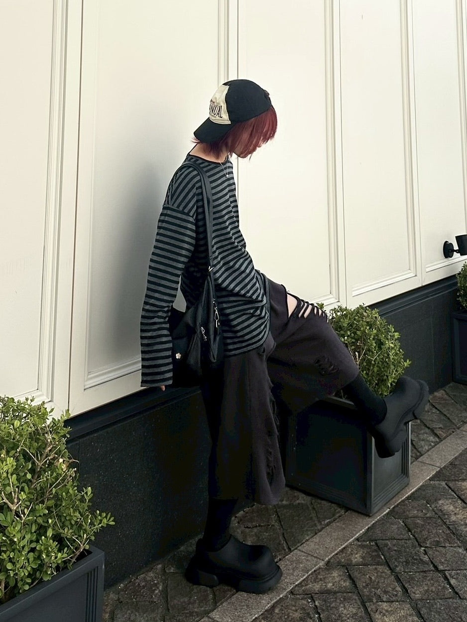 国際配送【LUV CODE】stripe long sleeve tee