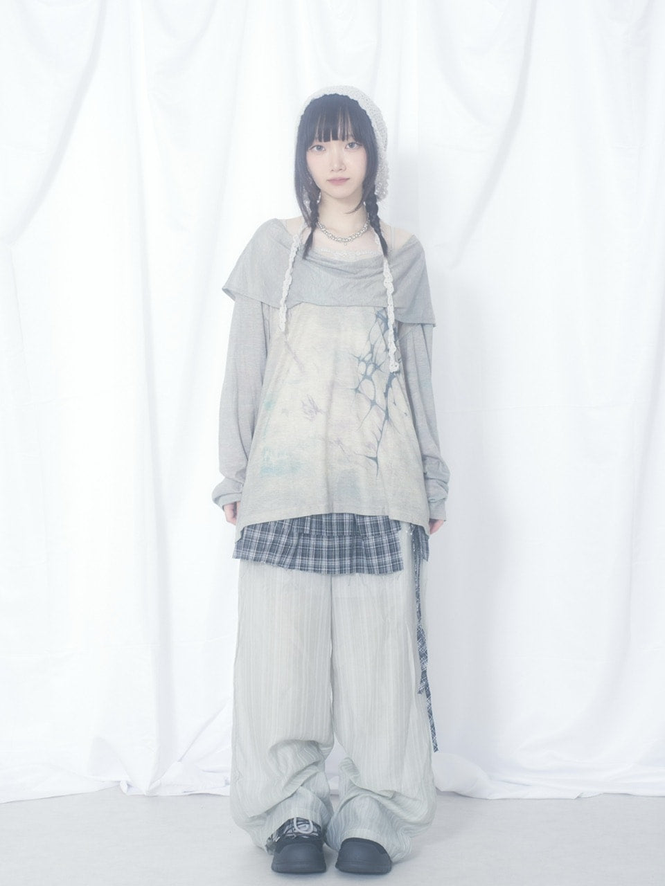 国際配送【Nerd out XU】tribal hooded off shoulder long sleeve / 【ナードアウトエックスユー】トライバルフードオフショルダーロングスリーブ