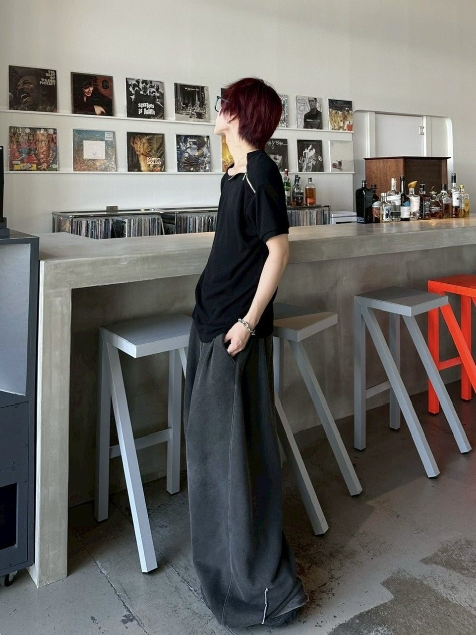 受注制【LUV CODE】shoulder zip half sleeve knit (3color)