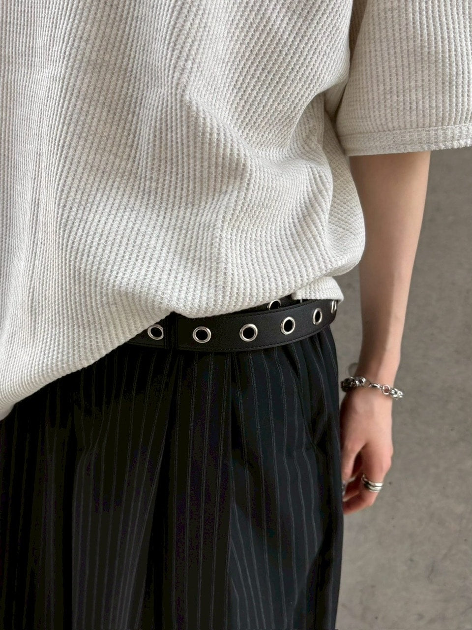 【nmtc +】stripe slacks shorts / 【エヌエムティーシープラス】ストライプスラックスハーフパンツ (2color)