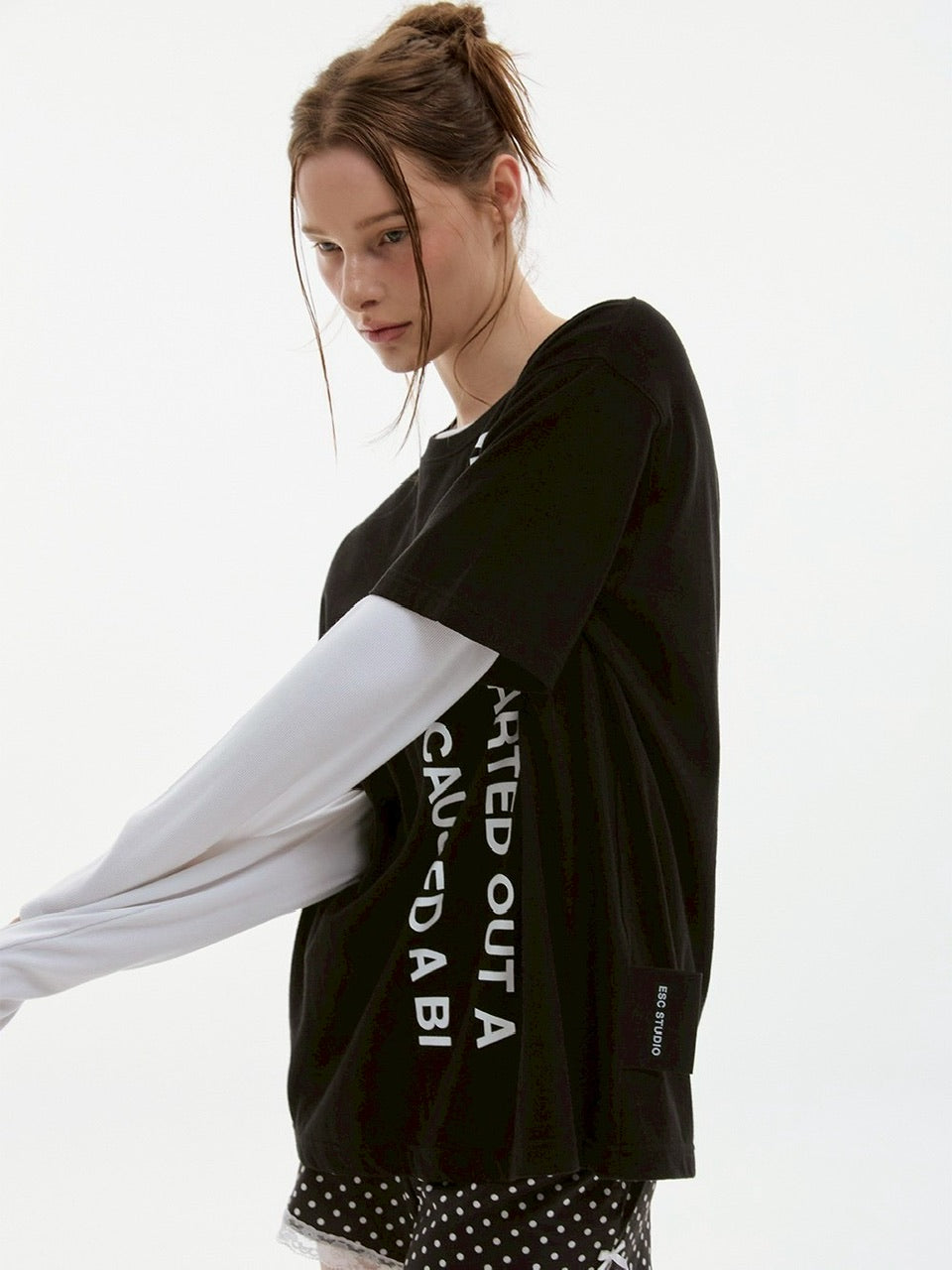 【ESC STUDIO】mega label t-shirt/ 【イーエスシーステュディオ】メガラベルロゴ半袖Tシャツ