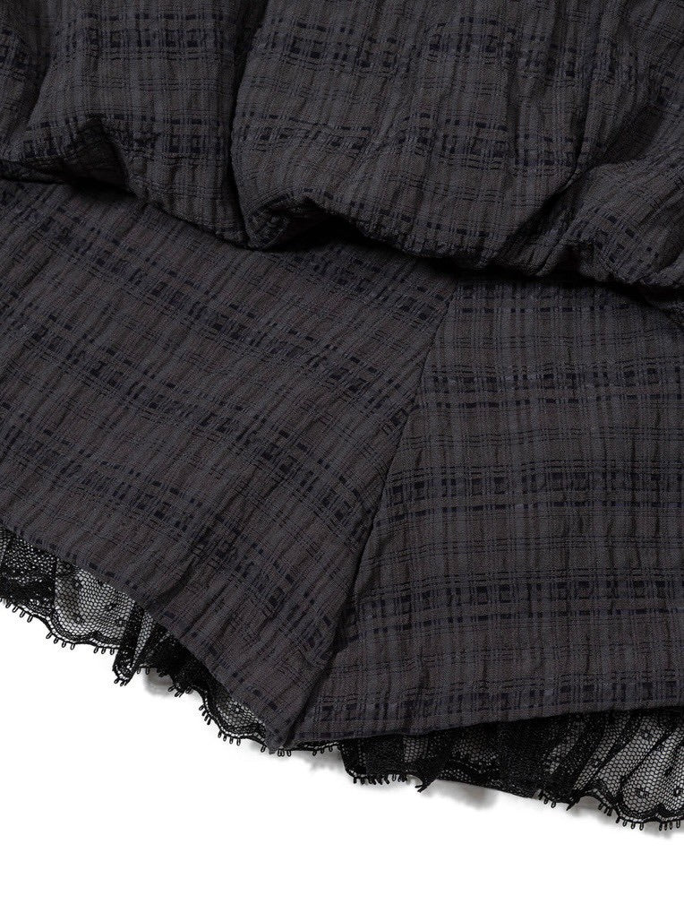 【Uglyshadow】CHECK SHIRRING SKIRT / 【アグリーシャドウ】チェックシャーリングミニスカート