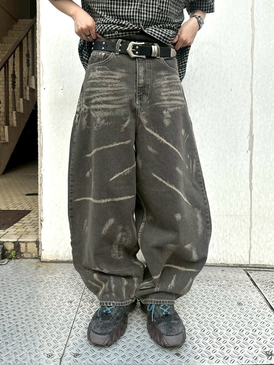 【Chikashitsu +】full painting wide denim pants / 【チカシツプラス】 フルペインティングワイドデニム