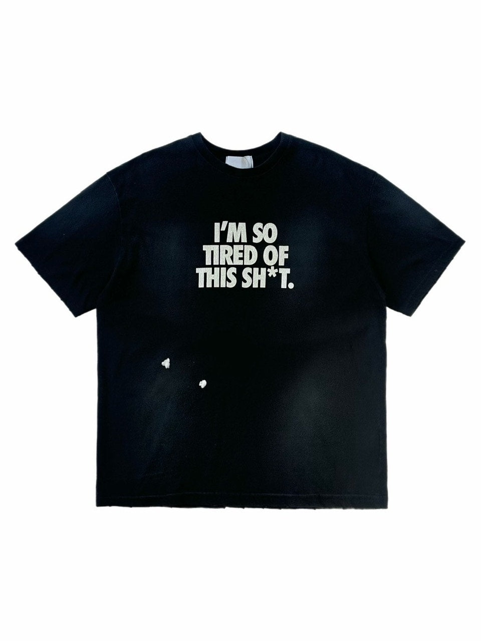 受注制【Chikashitsu +】dirty wash logo half sleeve t-shirt / 【チカシツプラス】ダーティウォッシュロゴ半袖Tシャツ (2color)
