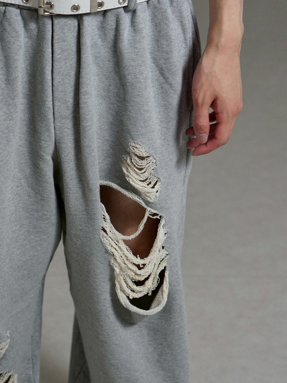 受注制【Chikashitsu +】full length crash sweat pants / 【チカシツプラス】フルレングスクラッシュスウェットパンツ (2color)