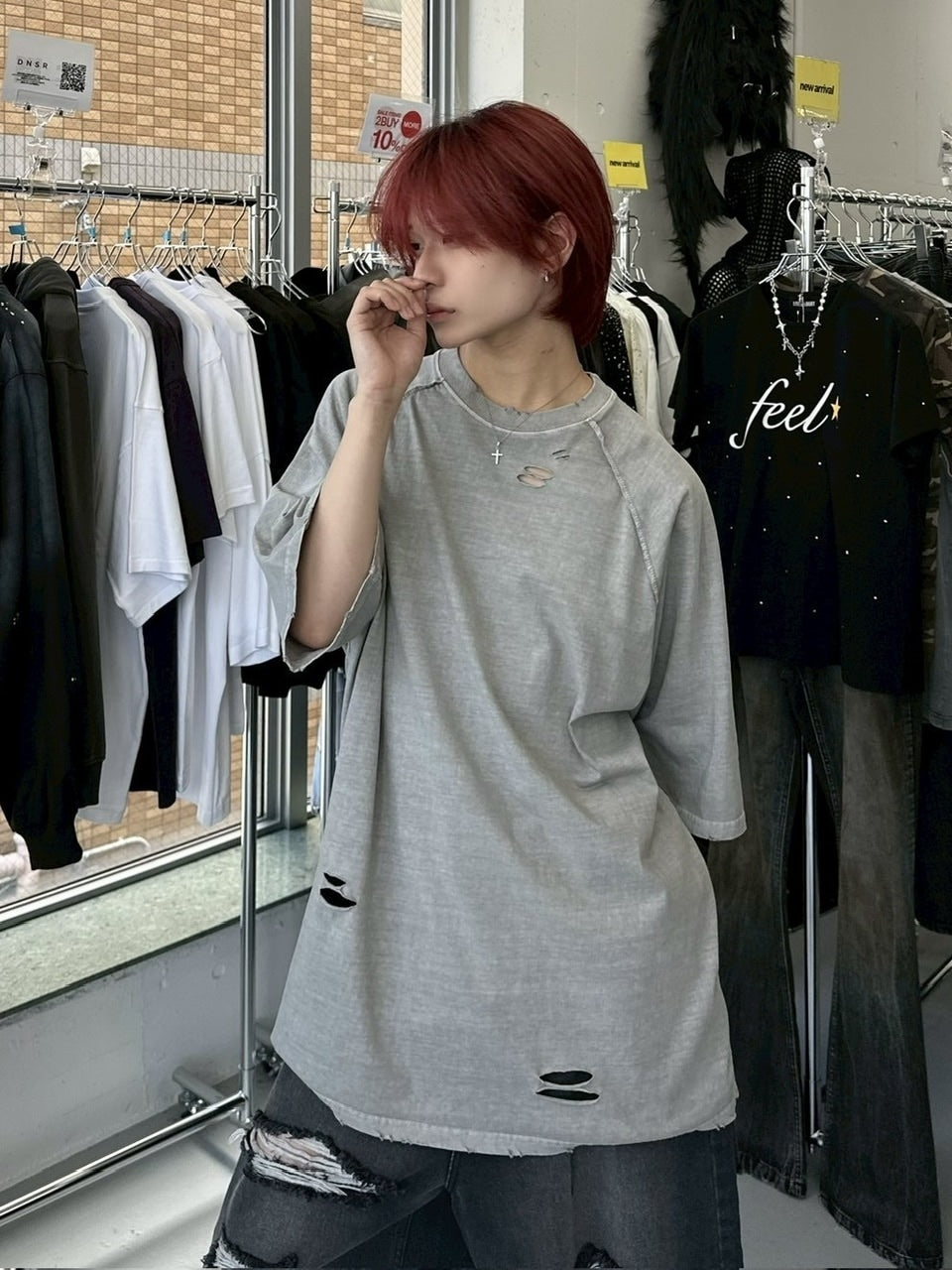 受注制【LUV CODE】pigment damage tee (2color)