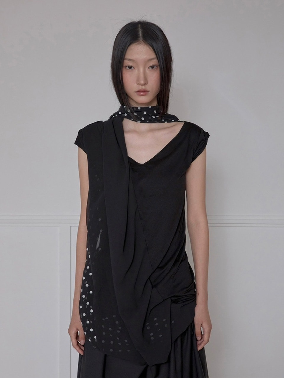 【FLAREUP】Layered Dot Scarf T-Shirt