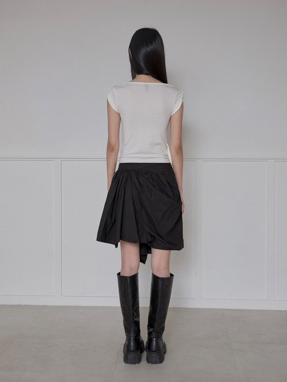 【FLAREUP】Asymmetrical Draped Layered Skirt