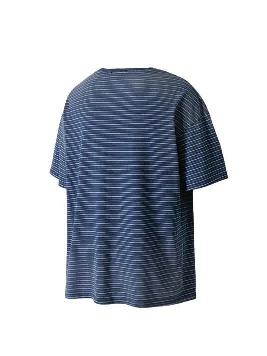 【roaringrad】WASHED INDIGO STRIPE T-SHIRT / 【ロアリングラド】ウォッシュドインディゴストライプ半袖Tシャツ