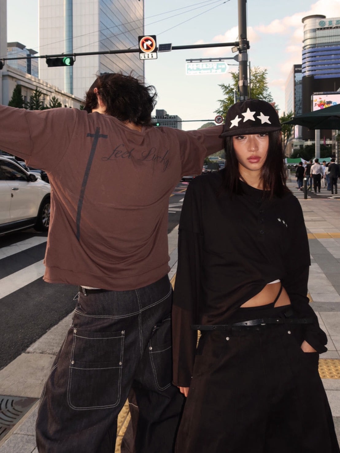 【IFEELLUCKY】Layered cross long sleeve / 【アイフィールラッキー】レイヤードクロス長袖Ｔシャツ