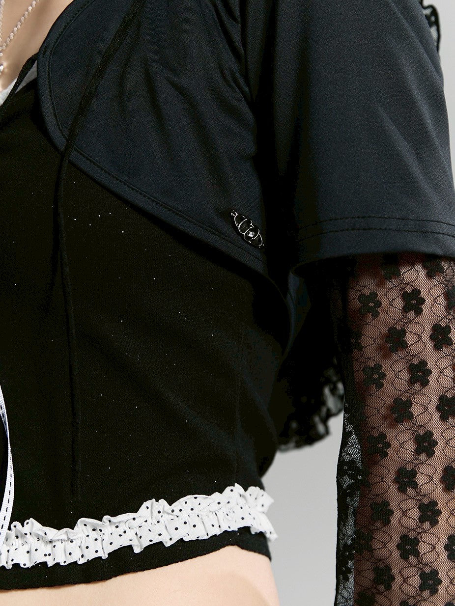 【CHERRYQUIRI】frill layered lace hoody cd