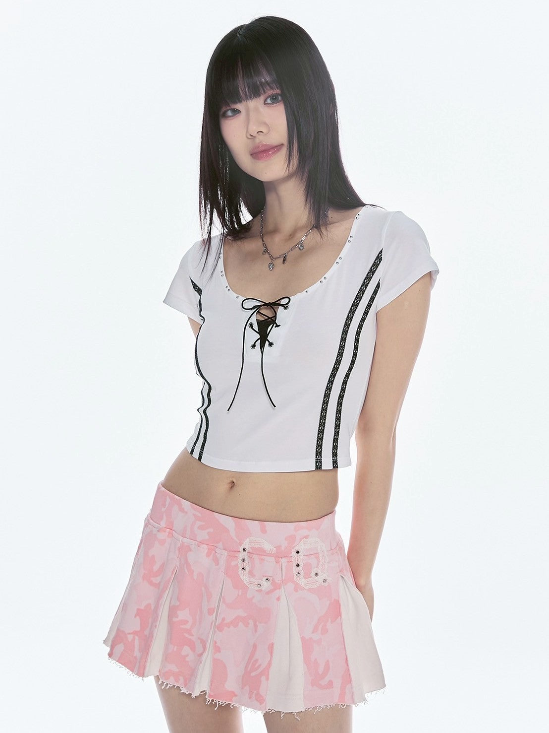 【CHERRYQUIRI】twin lace metalic tee