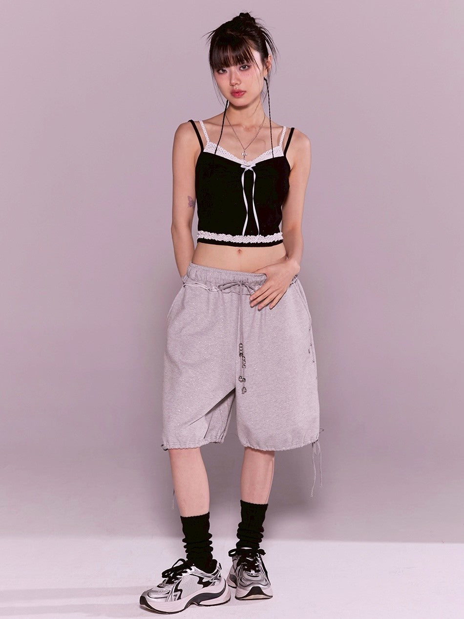 【CHERRYQUIRI】stud twinkle jogger bermuda pt