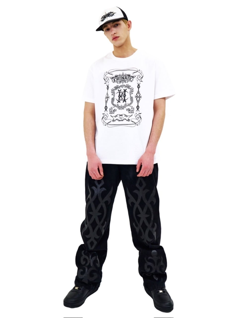 【E RIN AI E】DARK TRIBAL PARTY DENIM PANTS