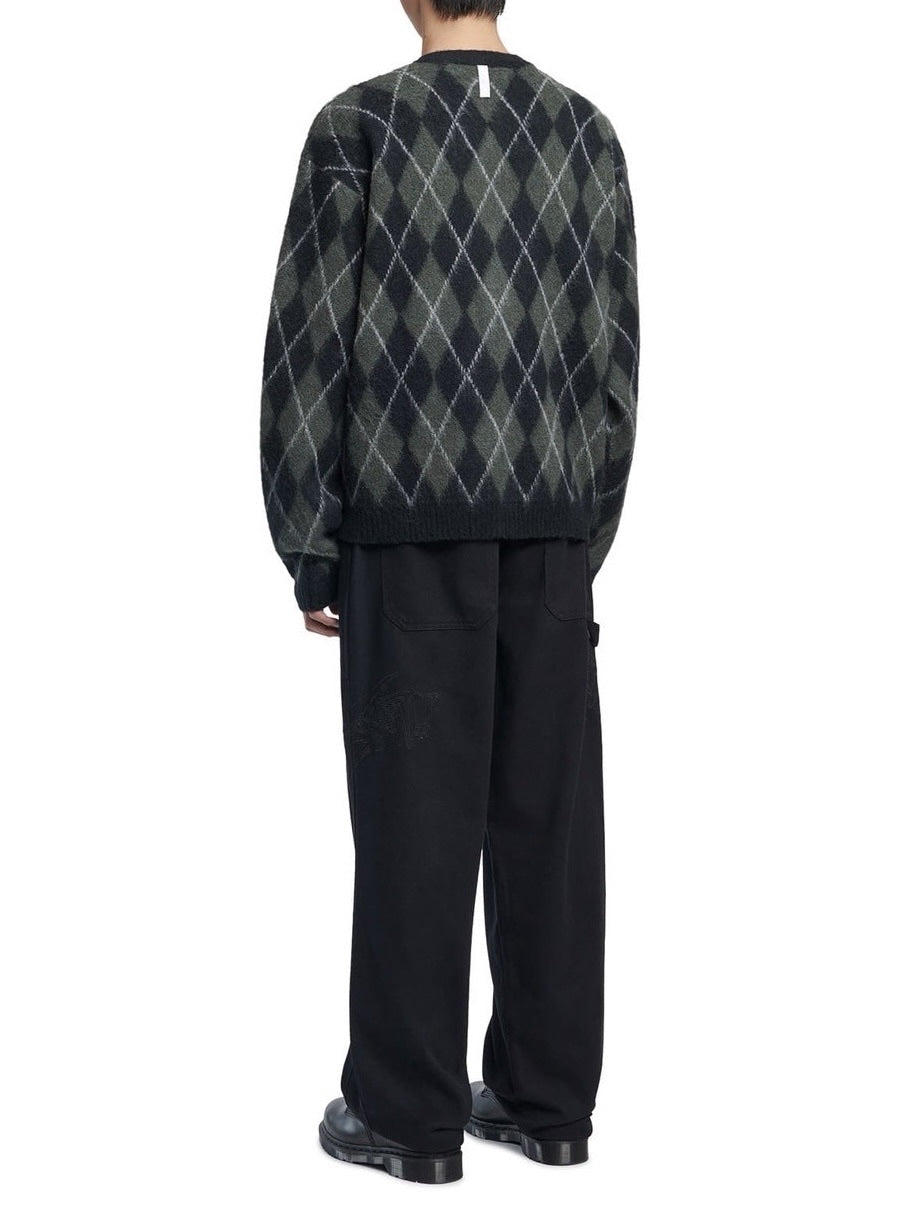 【NOMANUAL】ARGYLE HAIRY CARDIGAN