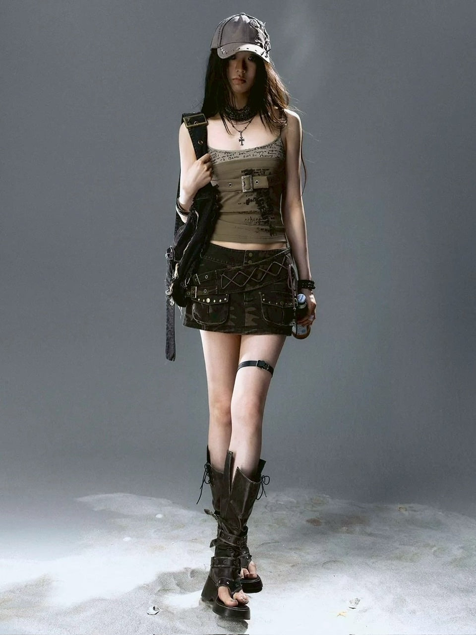 【Cest Nous】Camouflage Rivet Skirt / 【セヌー】カモフラージュリベットミニスカート