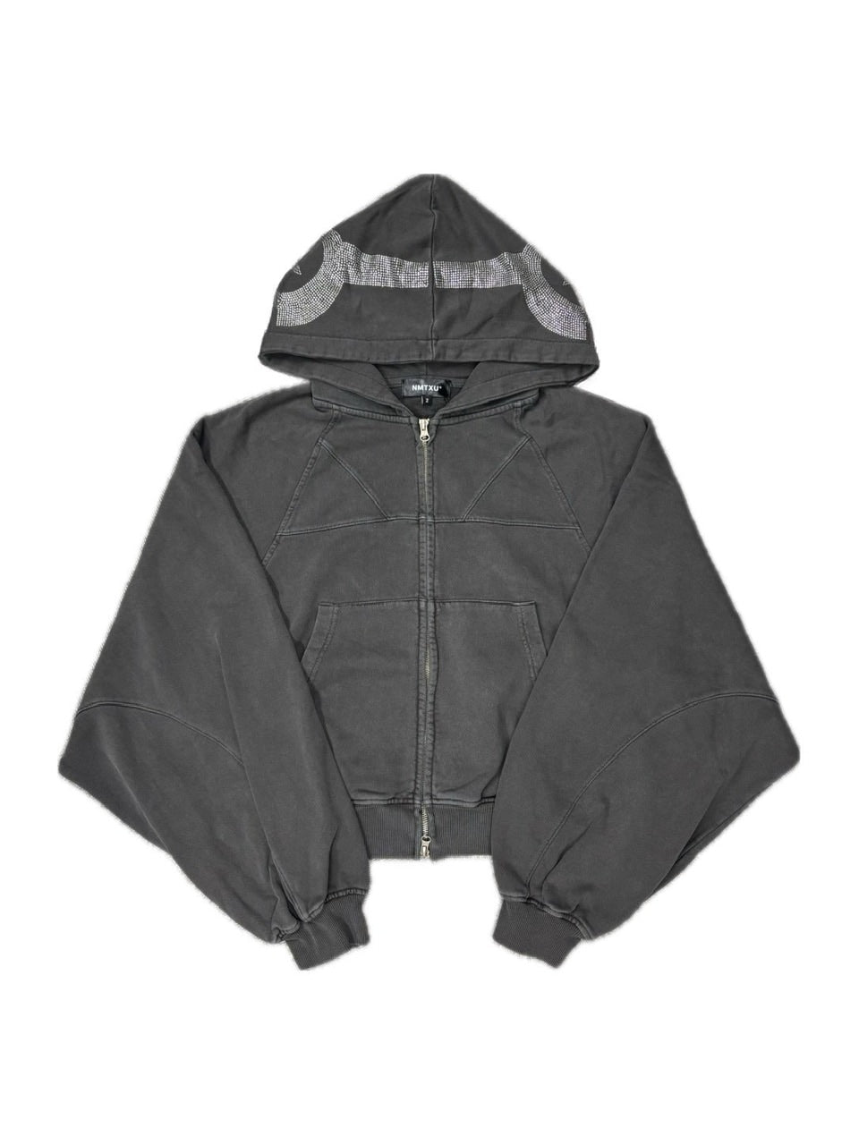 【NMTXU】rhinestone design zip parka / 【エヌエムティーエックスユー】ラインストーンデザインダブルジップパーカー