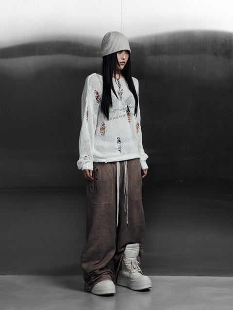 【Rosen Kreuz】EYELET EDGE Set-Up LAYERED SWEAT PANTS