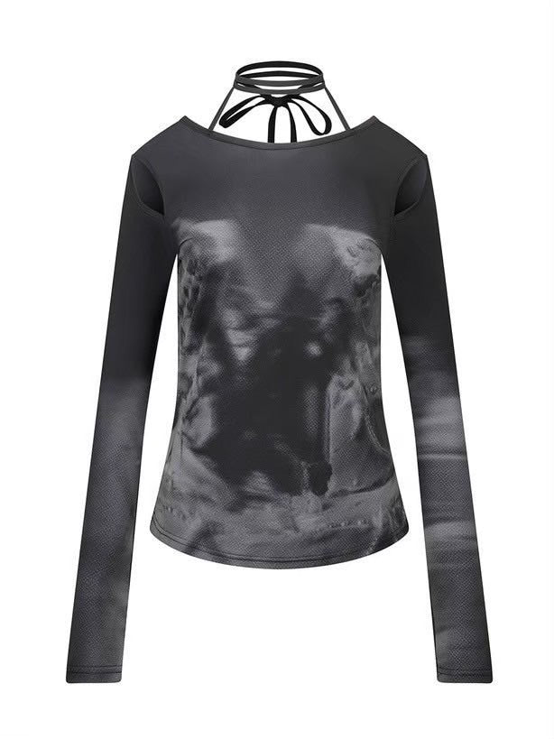 【NACHE】CUT-OUT SLIM FIT LONG SLEEVE